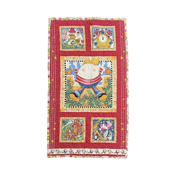 Vintage Quilted Baby Crib Blanket Nursery Rhymes Bassinet Cover Wall Hang Lap - Picture 1 of 9